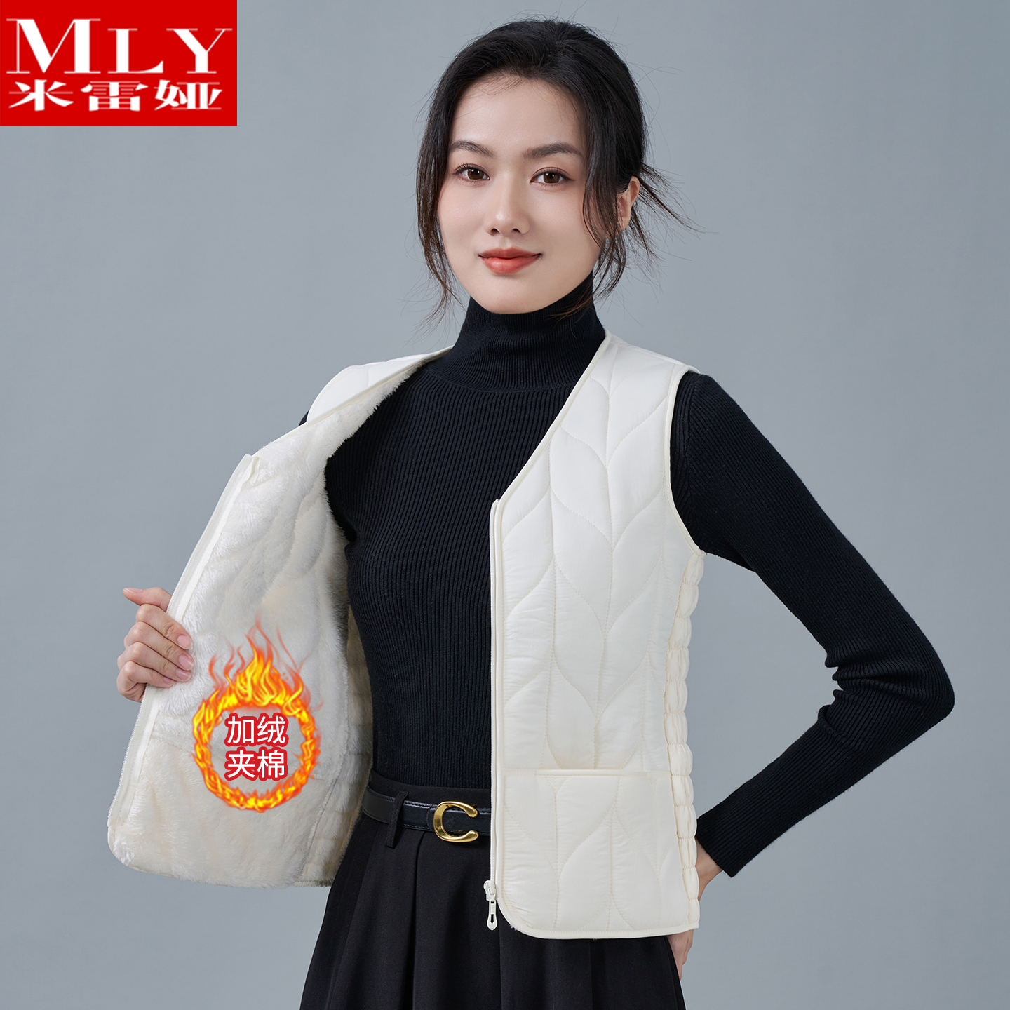 2025秋冬新款羽绒棉马甲女修身显瘦加绒马夹内穿加厚贴身保暖背心 - 图2