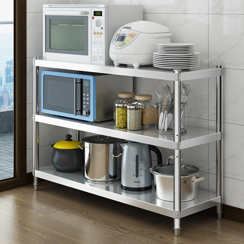 置物架厨房不锈钢架子落地3层微波炉烤箱架多功能储物架2厨房收纳,淘宝优惠券,粉丝福利购,淘宝优惠卷