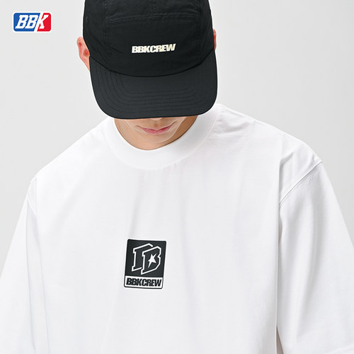 BBK 230g BBOY宽松T恤街舞滑板 潮流小领口短袖HIPHOP运动涂鸦 - 图0