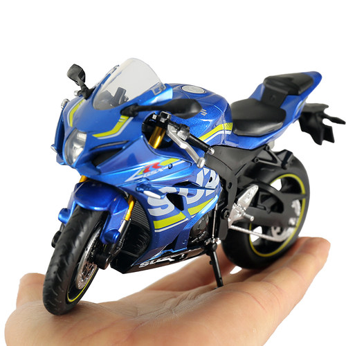 1:12适用宝马合金摩托车模型 S1000RR 声光汽车玩具送头盔滑行车 - 图1