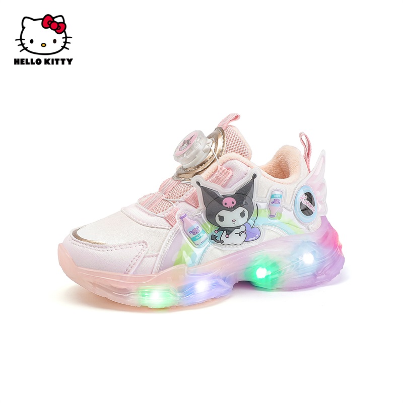 HelloKitty女童运动鞋冬季加绒亮灯鞋2024新款库洛米宝宝鞋二棉鞋