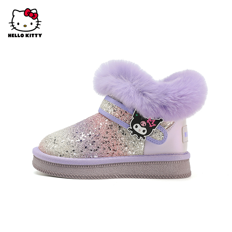 HelloKitty童鞋女童雪地靴冬季新款库洛米加厚棉靴女孩保暖靴子