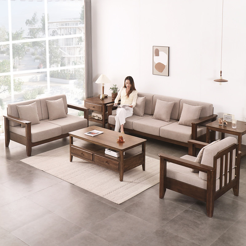 治木工坊橡木美式乡村纯实木沙发 治木工坊实木沙发