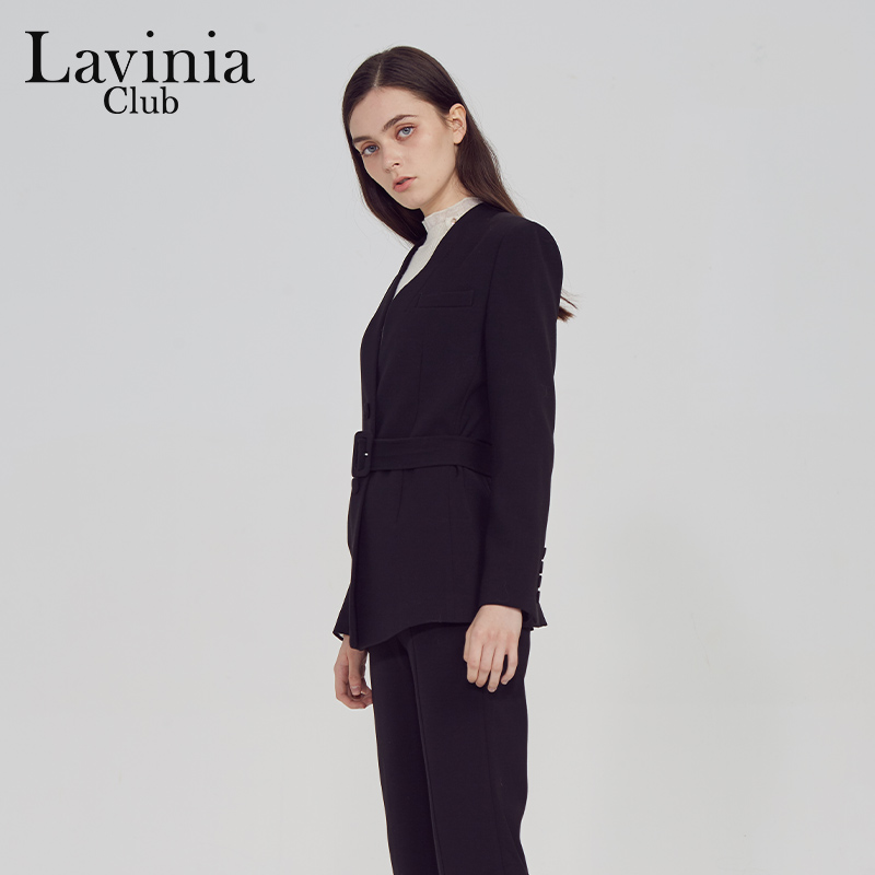 Lavinia Club拉维妮娅春秋款新品女装无领西服束腰显瘦外套J17W02 - 图2