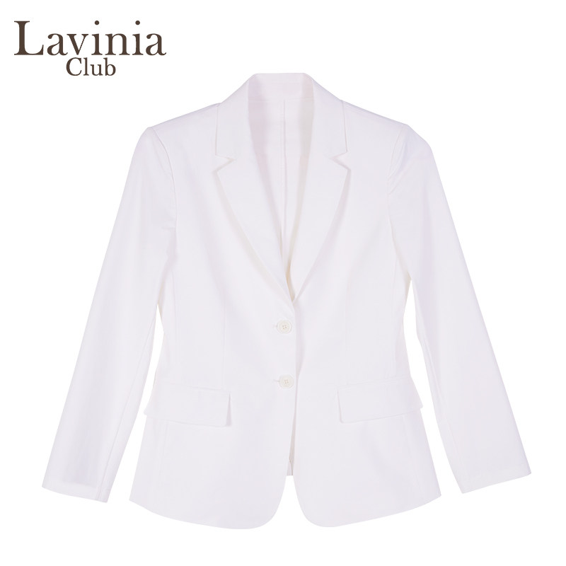 拉维妮娅简约白色经典单排扣时尚西装外套女2025春新款OL通勤西服,淘宝优惠券,粉丝福利购,淘宝优惠卷