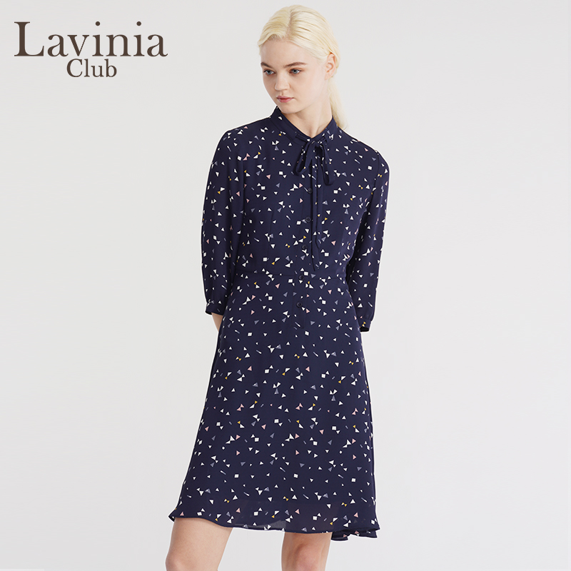 Lavinia Club/拉维妮娅春夏新品修身印花七分袖女士连衣裙P11L46S - 图2