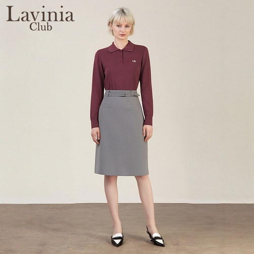 【100%莱赛尔】Lavinia春秋新款通勤气质Polo翻领针织衫女V51Z107-图0