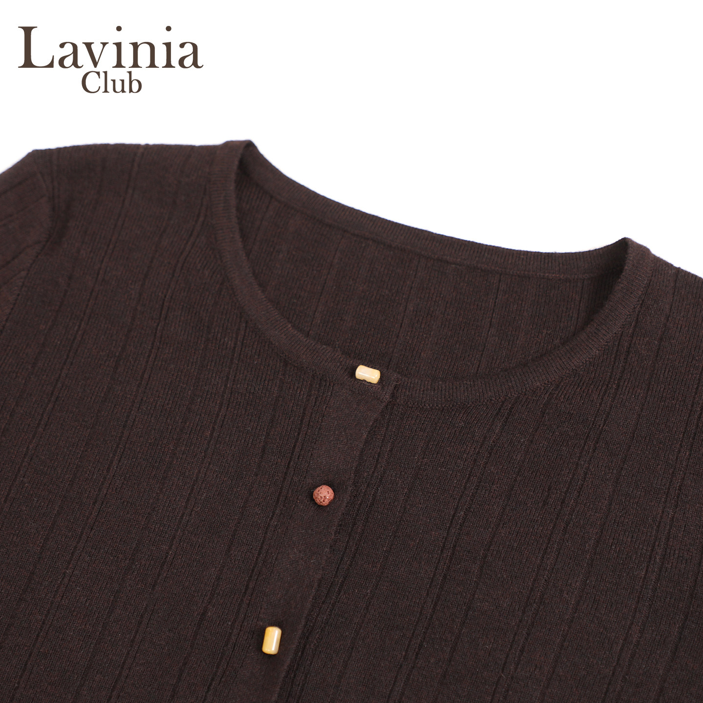 Lavinia小香风针织开衫2025秋新款设计感袖口开叉坑条圆领上衣女,淘宝优惠券,粉丝福利购,淘宝优惠卷