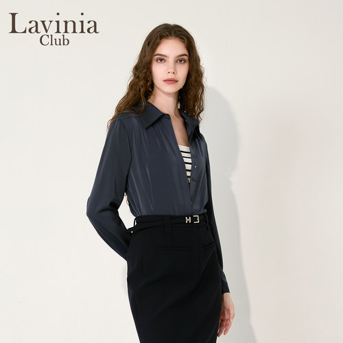Lavinia 秋新款法式正装衬衫女简约通勤风上衣职业装J55C101 - 图0