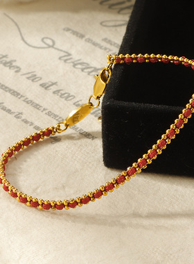 新品本命年钛钢圆珠金色编织红绳手链女生新中式手饰轻奢精致百搭