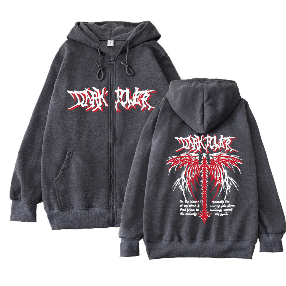 Sweatshirt 美式复古拉链卫衣春秋大码hoodie街头y2k外套hoodie - 图3