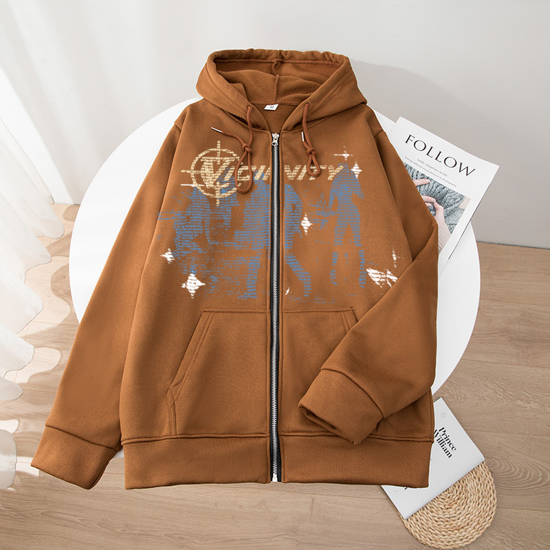 美式时尚VICINITY邻居系列印花拉链卫衣外套oversize hoodie zip-图2