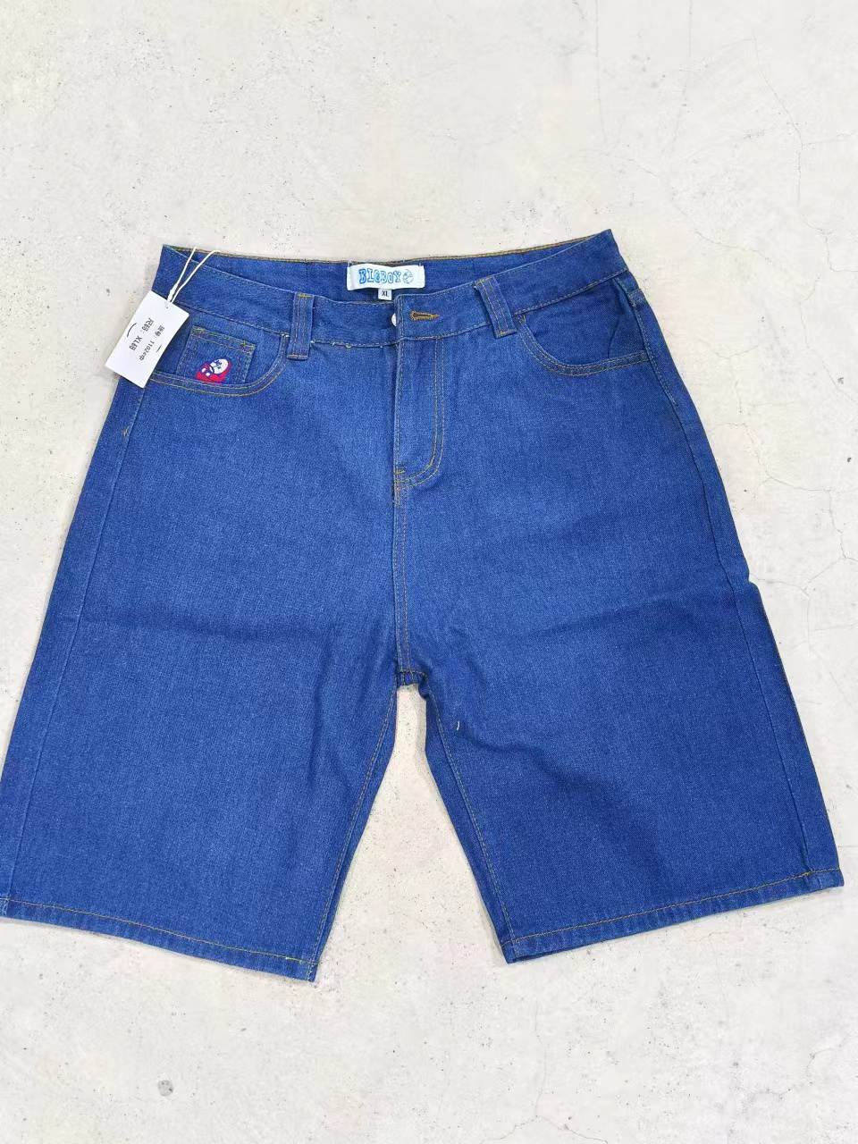 欧美街头嘻哈潮牌BIGBOY滑板牛仔短裤高街阔腿五分裤Denim shorts