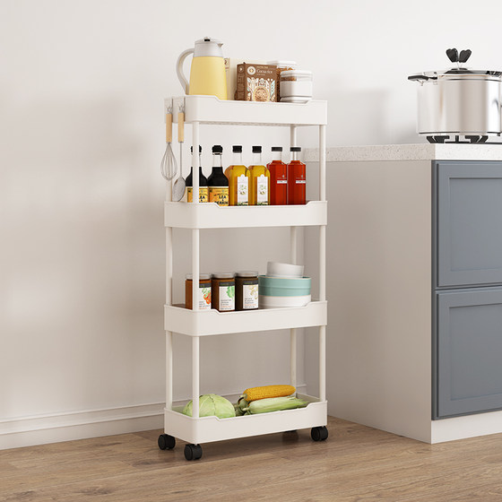 Kitchen gap storage rack floor-standing multi-layer ultra-narrow trolley refrigerator gap storage bathroom mobile storage rack