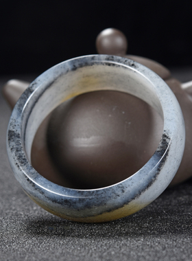 和田玉点墨青花三色手镯54圈口收藏自带送礼配鉴定证书精美礼盒