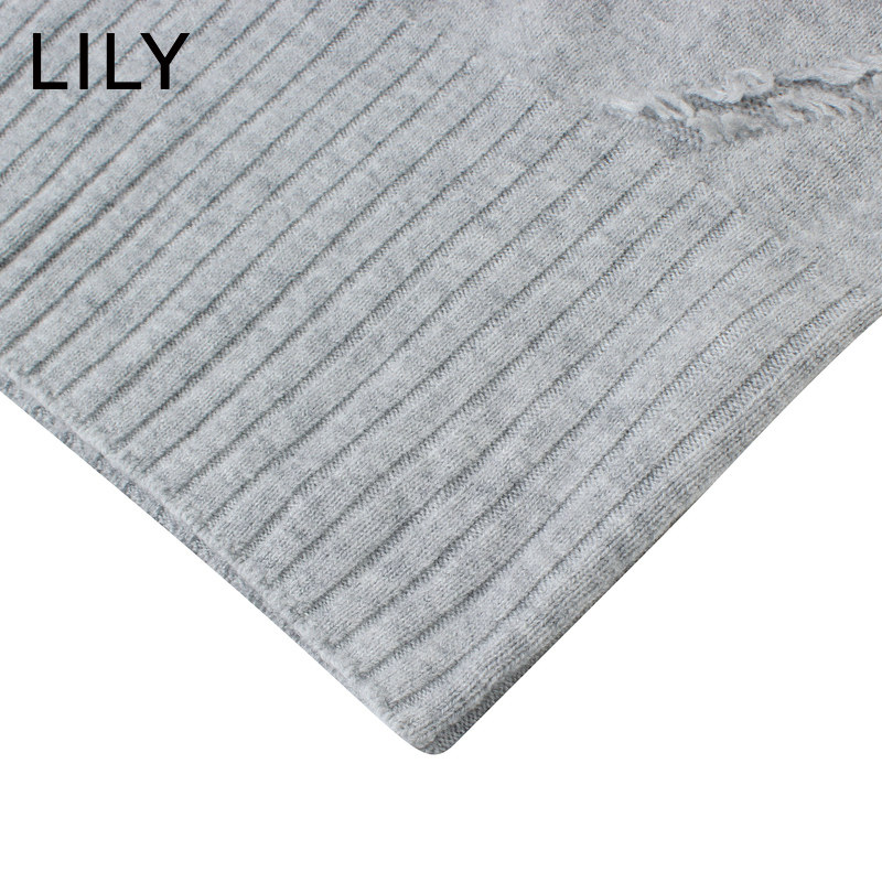 lily2019冬新款女装大v领短款毛衣 lily京平毛衣