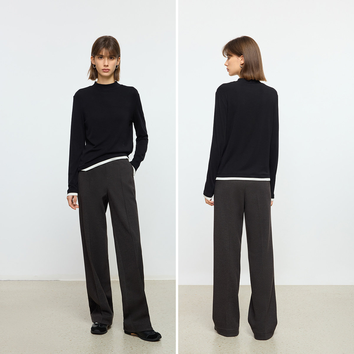 LILY2025秋冬新款女装羊毛混纺撞色内搭上衣修身半高领打底针织衫,淘宝优惠券,粉丝福利购,淘宝优惠卷