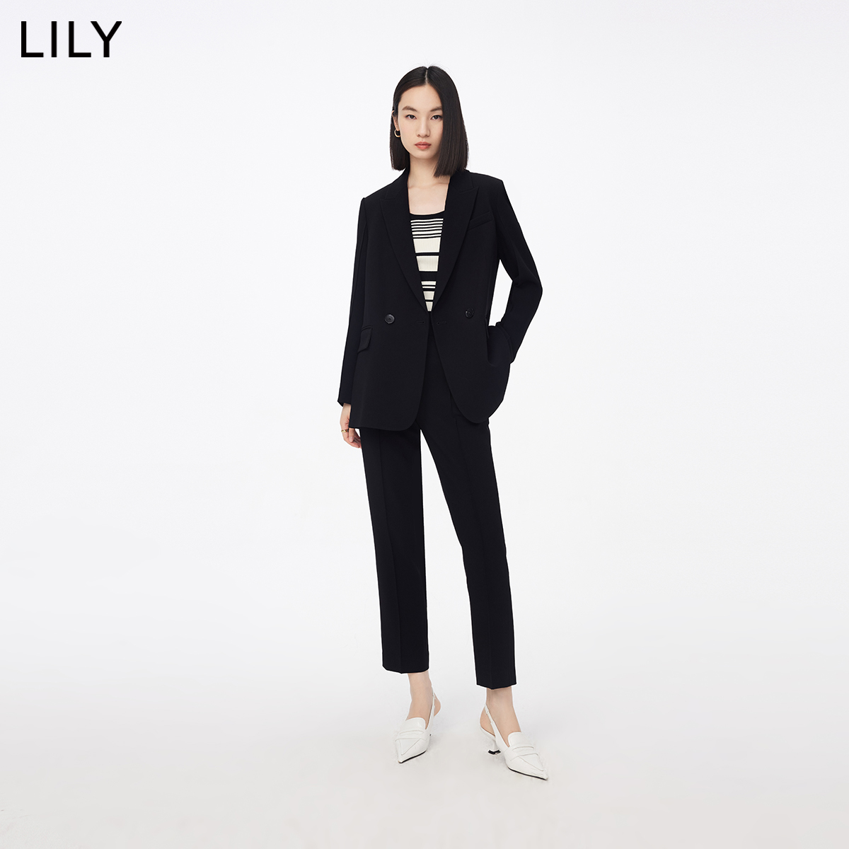 LILY职场绿色醋酸西装套装女
