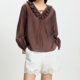 ເສື້ອຢືດ chiffon ruffled ຂົນໄປກັບ LILY lyocell