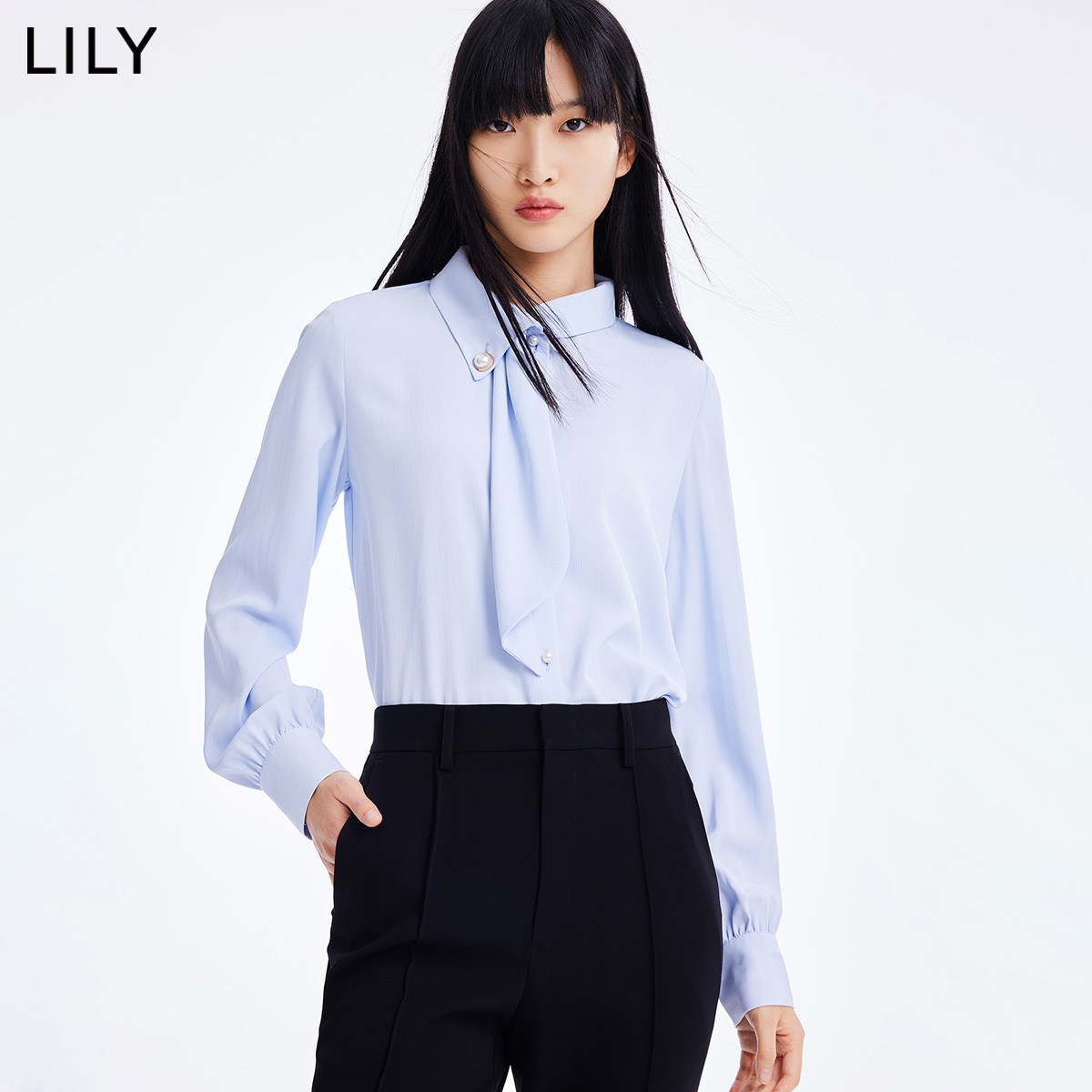 lily2022夏新款女装设计感领带衬衫 LILY衬衫