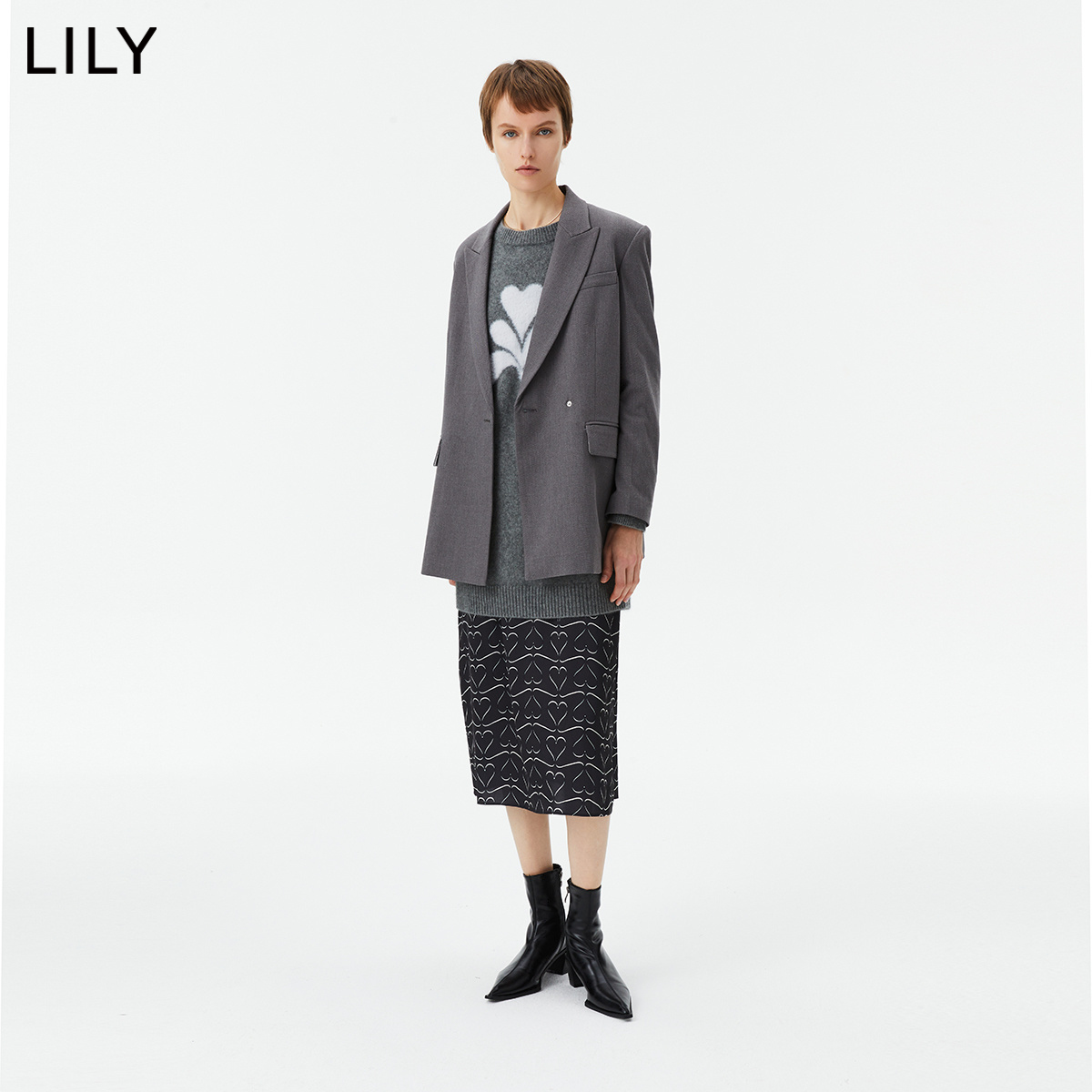 【专柜甄选】LILY2024春新款女装商务复古时尚通勤款休闲西装外套 - 图0