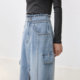 LILY's new high-waisted asymmetric work pocket front slit denim skirt
