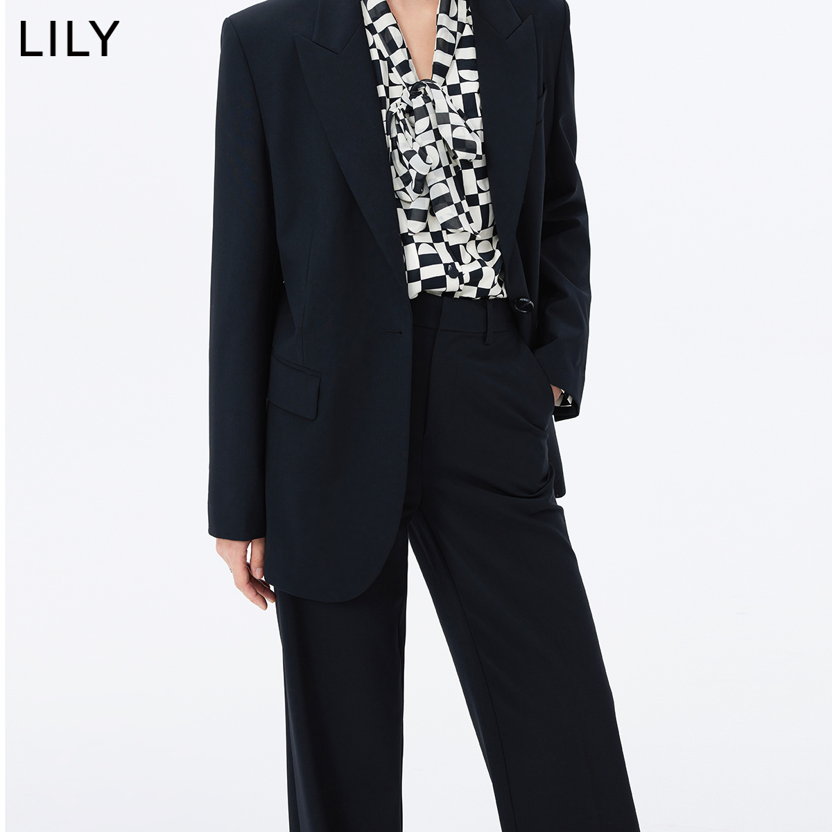 【专柜甄选】LILY2023秋新款女装美丽诺可机洗精纺羊毛西装外套女