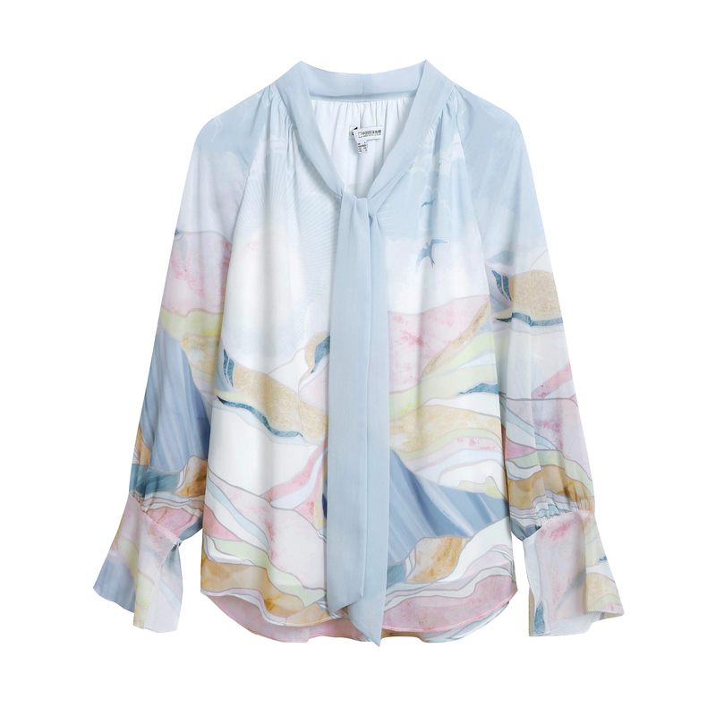 lily官方旗舰店【宋轶明星同款】Lily夏季新款女装设计感长袖小上衣雪纺衬衫3