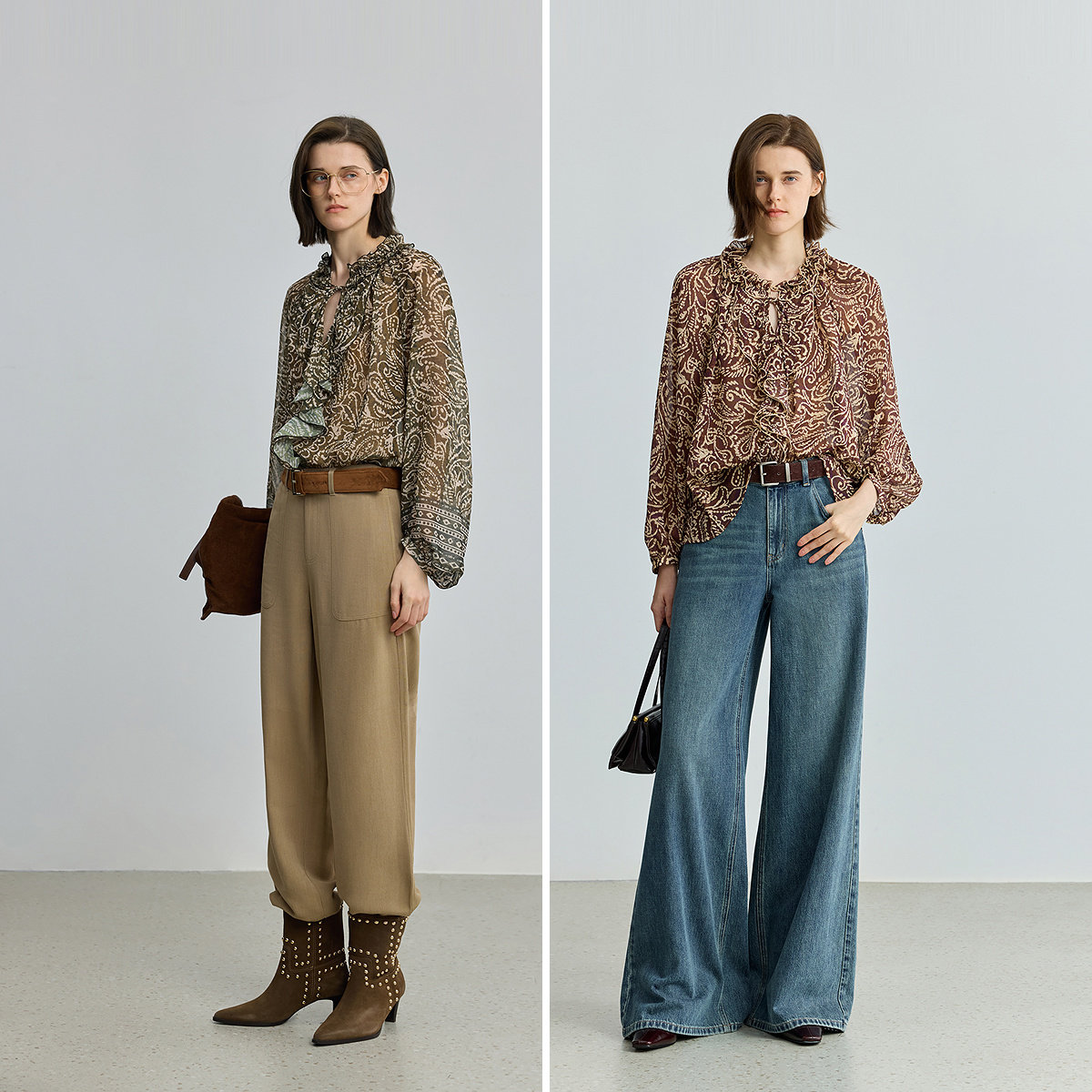 【商场同款】LILY2025新款女装法式复古荷叶边休闲雪纺衫套头衫,淘宝优惠券,粉丝福利购,淘宝优惠卷