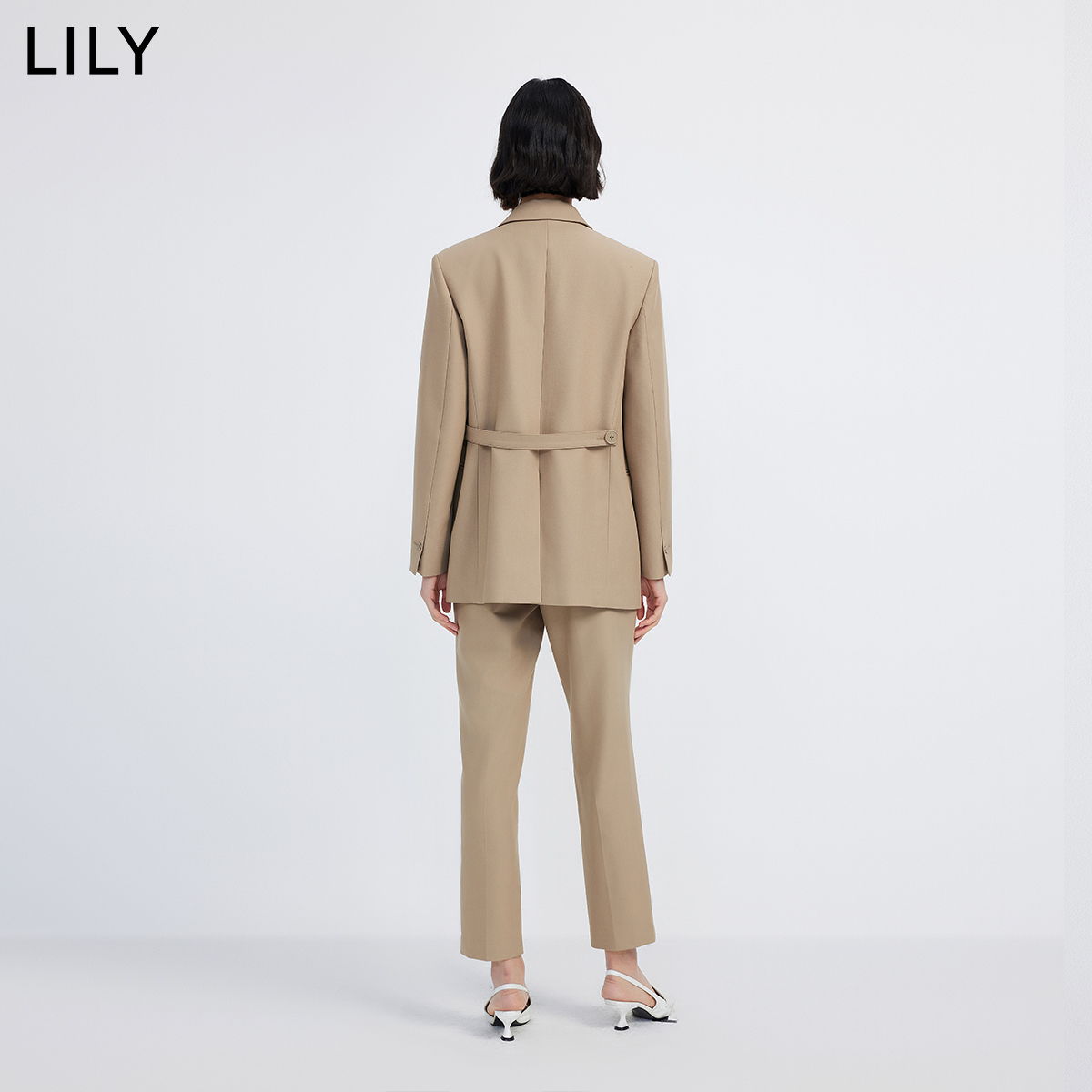 LILY2024春新款女装都市通勤商务垂坠感显瘦九分裤小脚西装休闲裤 - 图3