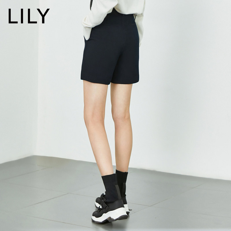 lily2019冬新款女装斜纹短裤休闲裤 lily京平休闲裤