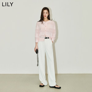 【凉凉裤】LILY2024春新款通勤空气垂感轻薄高腰直筒舒适休闲裤女