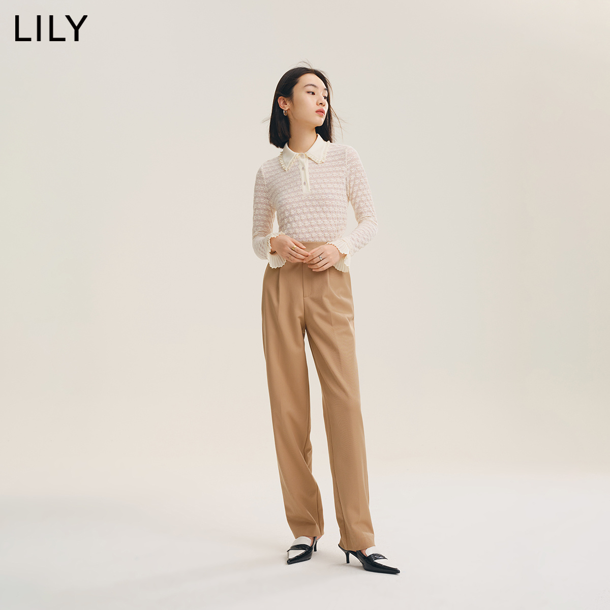 lily2022秋新款别致法式复古雪纺衫 LILY蕾丝衫/雪纺衫