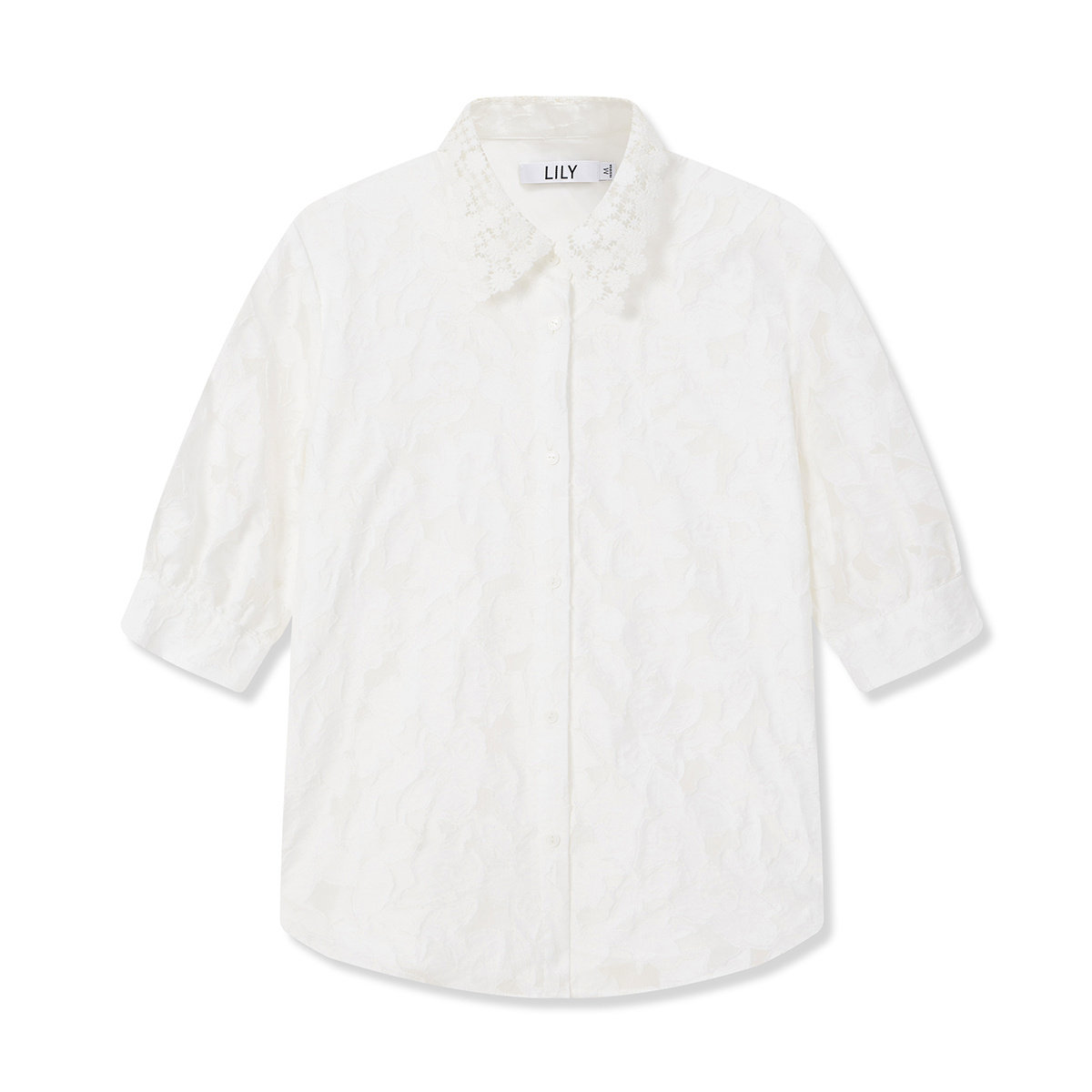 LILY2023秋新款女装别致镂空花卉上衣
