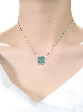 玉石翡翠路路通吊坠S925纯银项链