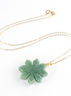 天然a货翡翠太阳花玉石吊坠项链