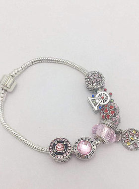 diy粉色镶钻蛇骨手链