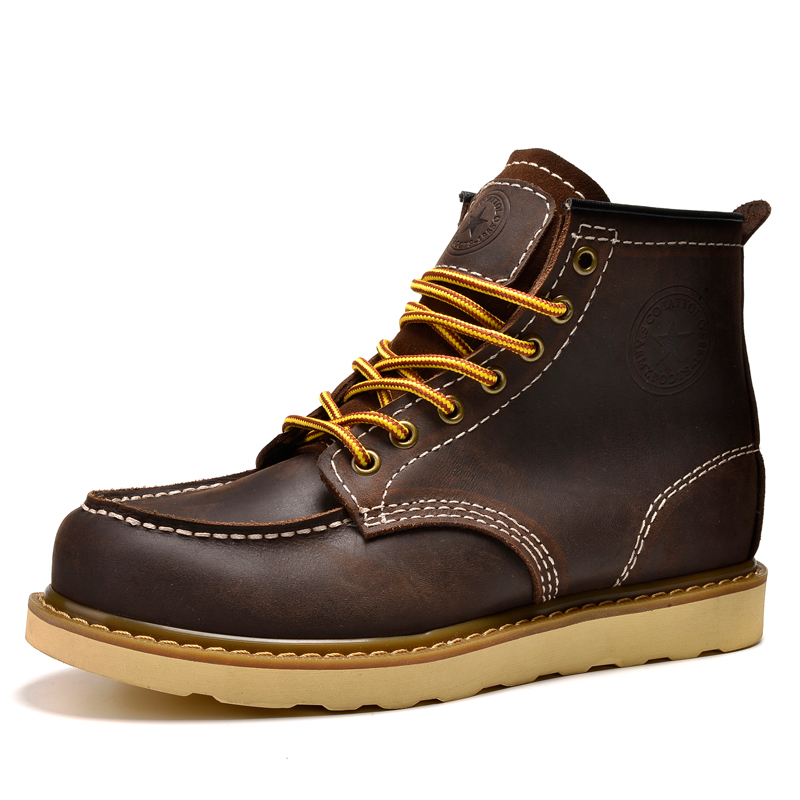 秋季男靴英伦马丁靴男中帮真皮短靴潮军靴高帮