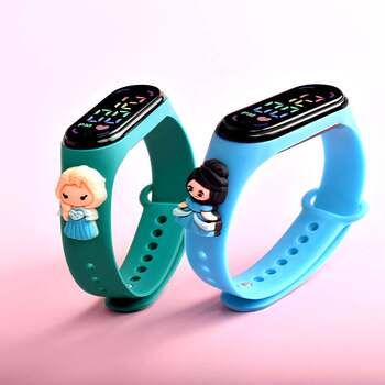 ໂມງເດັກນ້ອຍກາຕູນ luminous waterproof anti-fall electronic watch boy girl baby students toy watch princess bracelet