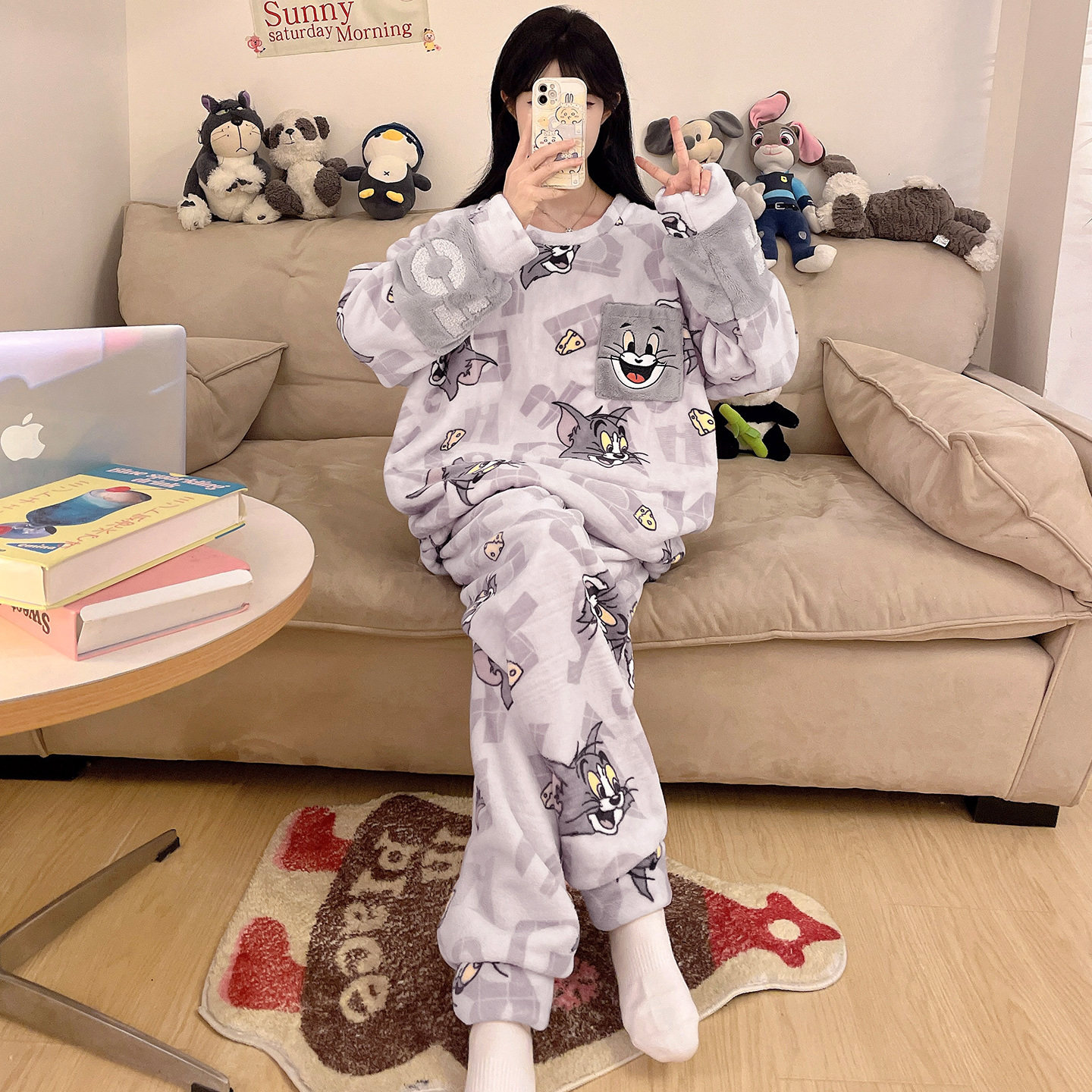 珊瑚绒睡衣女士秋冬款学生卡通加绒加厚大码胖mm冬季法兰绒家居服,淘宝优惠券,粉丝福利购,淘宝优惠卷