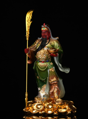 关公摆件客厅商铺立刀元宝剑指关公武财神关二爷家用神像树脂彩绘
