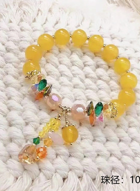黄玛瑙手链小众水晶黄色手绳