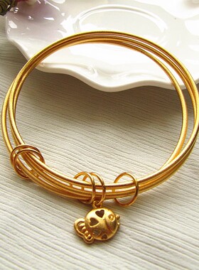 三生三世手镯女越南沙金仿真黄金不掉色多环年年有鱼三圈小鱼手环