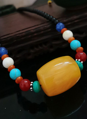 新品手工琥珀蜜蜡短椰壳短项链