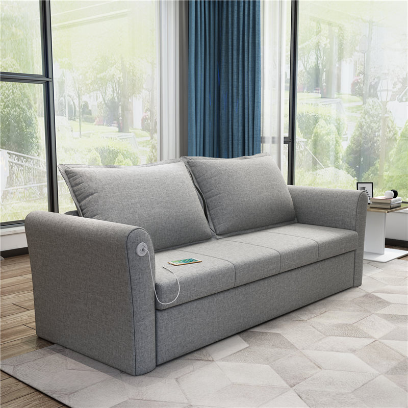 北欧沙发床布艺客厅折叠可折叠多功能两用小户型多功能实木沙发床-图0