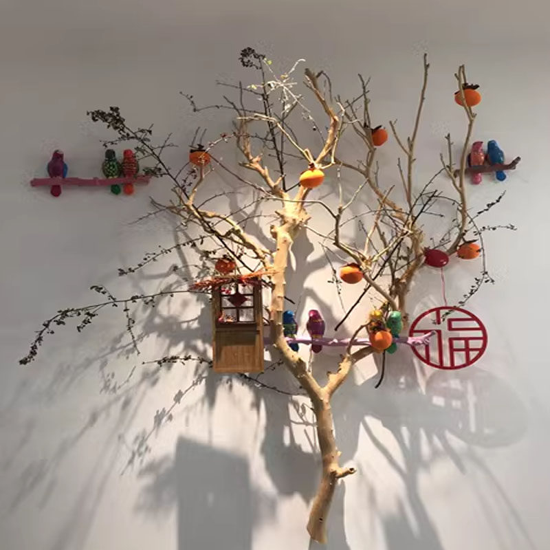 干树枝造景去皮原木枯枝杆装饰酒店设计吊灯墙壁酒店婚庆道具摆件_虎窝淘