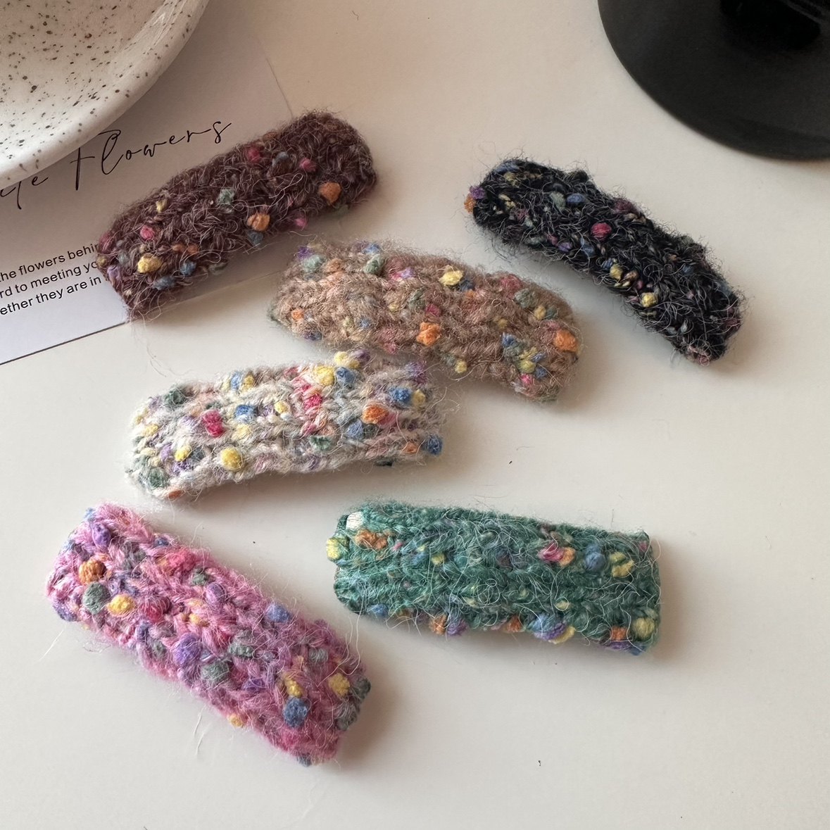 秋冬新款毛线针织彩点发夹刘海夹毛绒夹子发卡网红碎发夹边夹卡子,淘宝优惠券,粉丝福利购,淘宝优惠卷