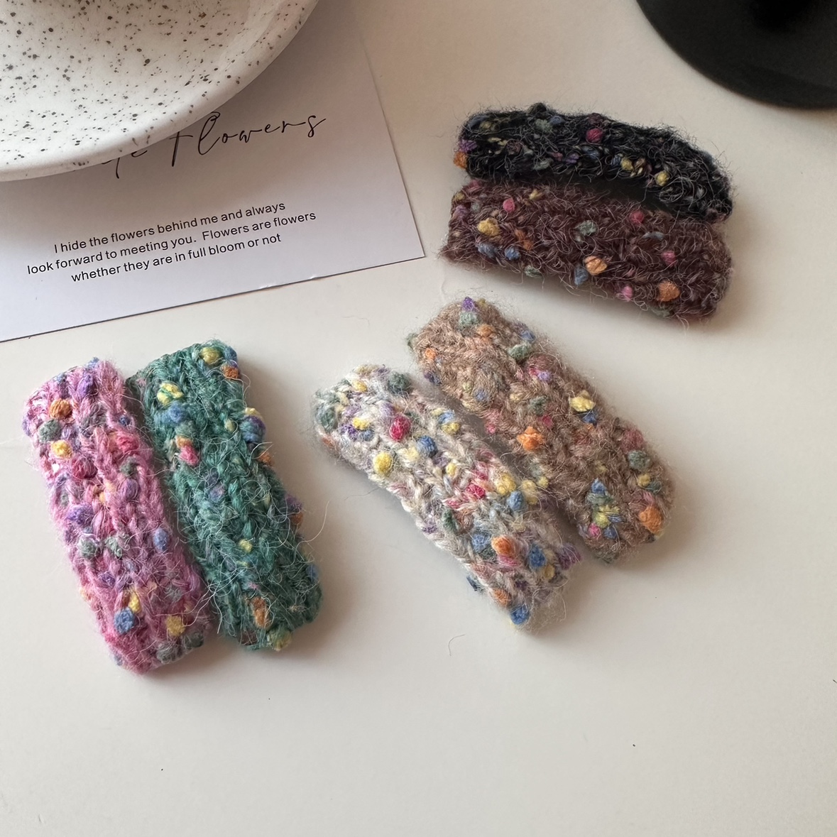 秋冬新款毛线针织彩点发夹刘海夹毛绒夹子发卡网红碎发夹边夹卡子,淘宝优惠券,粉丝福利购,淘宝优惠卷