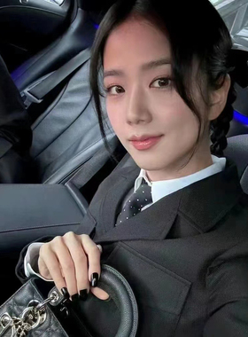 jisoo智秀同款黑色蝴蝶结发夹学院风飘带双马尾发饰少女丝带发卡