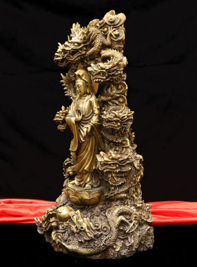 黄铜祝福中式寺庙佛堂观世音菩萨